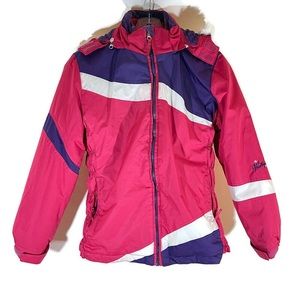 Weatherproof Brand Girl Hot Pink Color Block Ski Jacket
